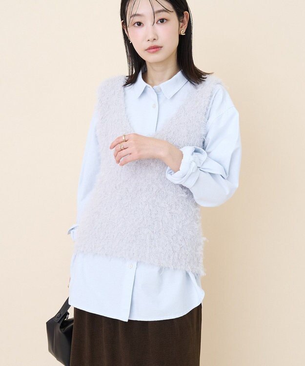 AMERICAN HOLIC テープヤーンニットベスト Light Gray