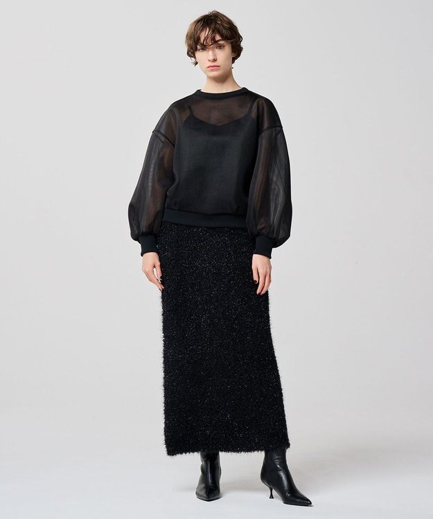 uncrave ヘアリー ラメ ニット スカート（uncrave WHITE） メタルブラック