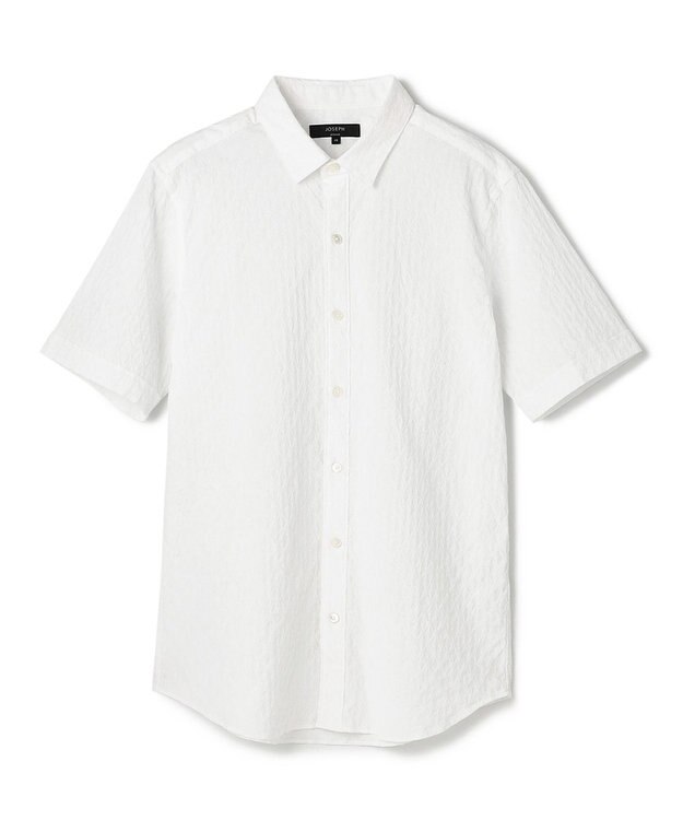 JOSEPH HOMME 新柄【ストレッチ】ハムサジャガードストレッチ　レギュラーカラー半袖シャツ ホワイト系