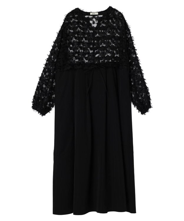 earth music&ecology ジャガード切替ワンピース Black