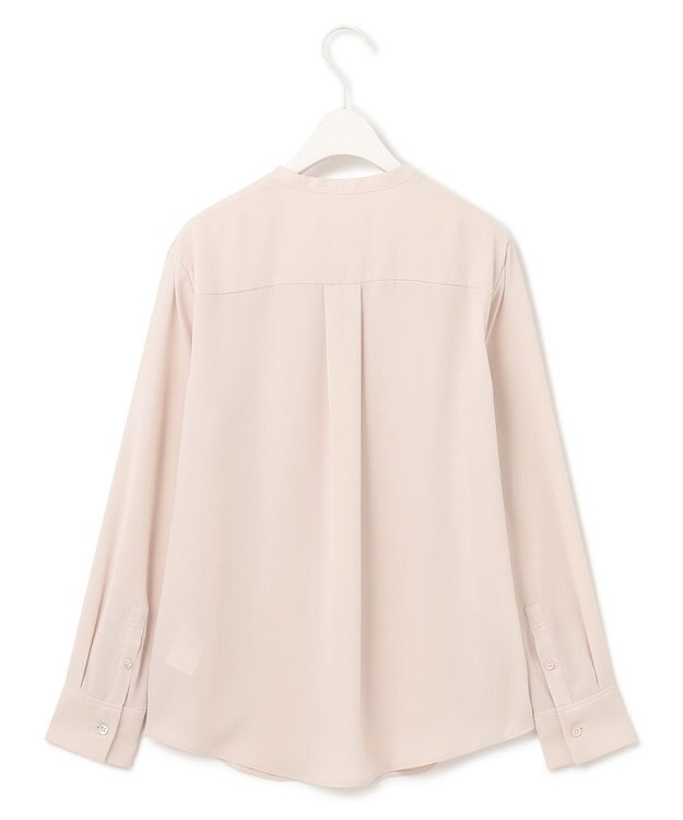 ICB 【人気のため新柄追加・洗える】Back Satin Amunzen キーネック長袖ブラウス ピンク系