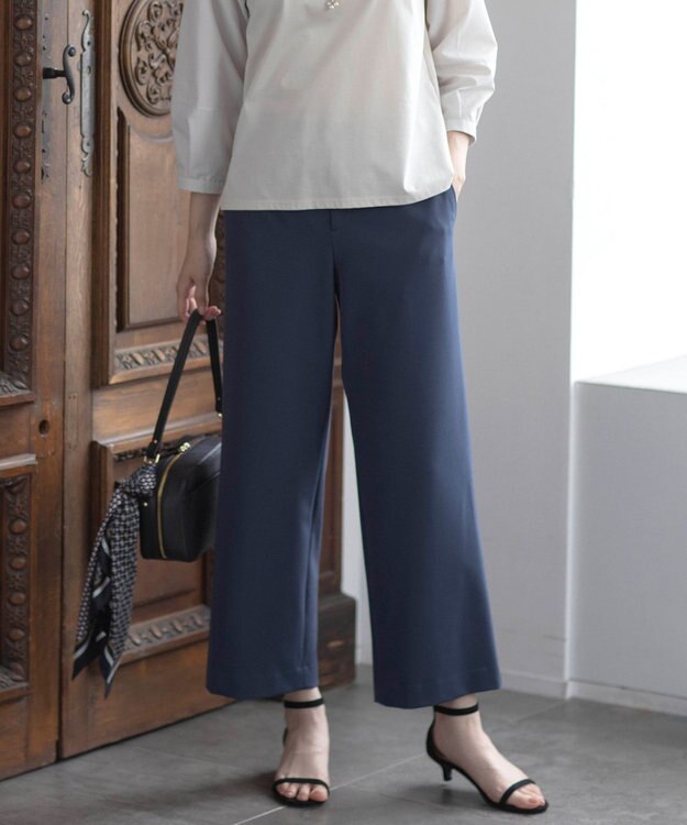 J.PRESS LADIES 【WEB限定カラーあり】T/Rアルガンシルク ワイド パンツ ダルブルー系