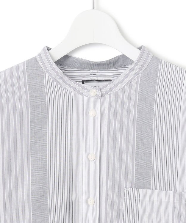 J.PRESS YORK STREET 【WOMEN】マルチストライプ シャツワンピース グレー系1