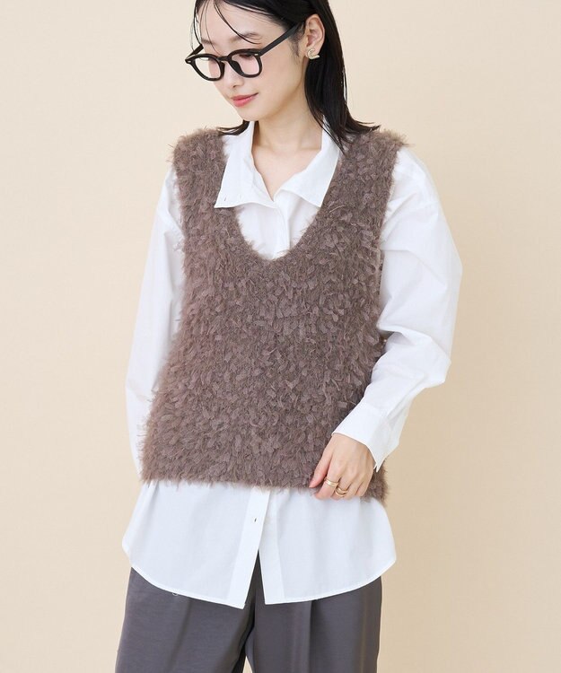 AMERICAN HOLIC テープヤーンニットベスト Mocha