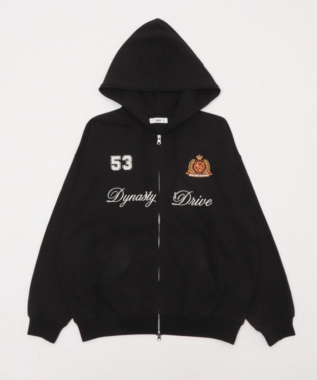 WEGO 【ユニセックスITEM/MLサイズ展開】ナンバリングカットZIPパーカー ブラック