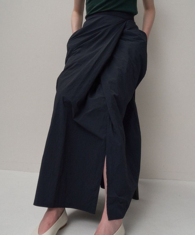 ATON HAND DYED NYLON | ラップスカート NAVY