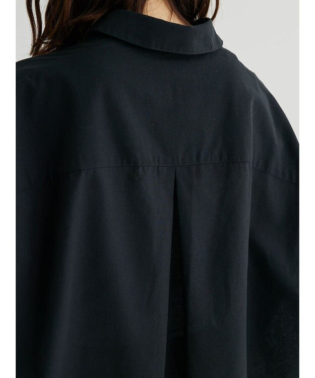 Green Parks 綿麻混スキッパーシャツ Black