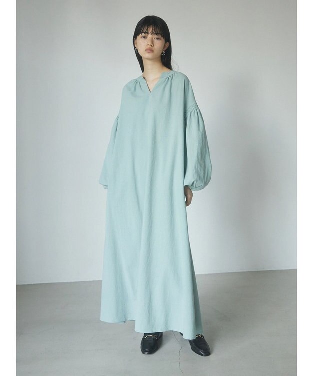 Green Parks ａ．袖ギャザーボリュームワンピース Sax