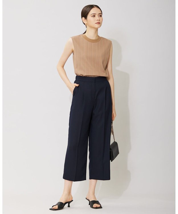 ICB 【WEB限定カラーあり】FluidBackSatin ワイドクロップドパンツ ネイビー系