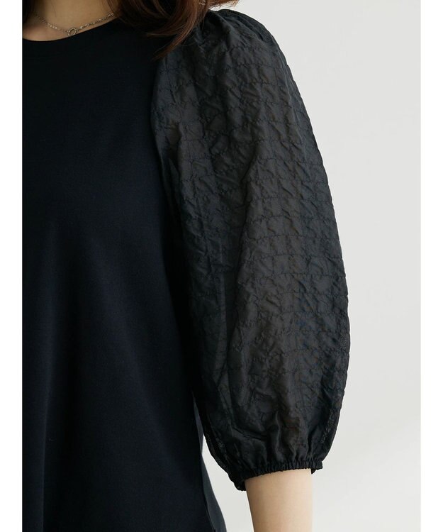 Green Parks ・ＳＵＧＡＲ　ＳＰＯＯＮ　シャーリング袖プルオーバー Black