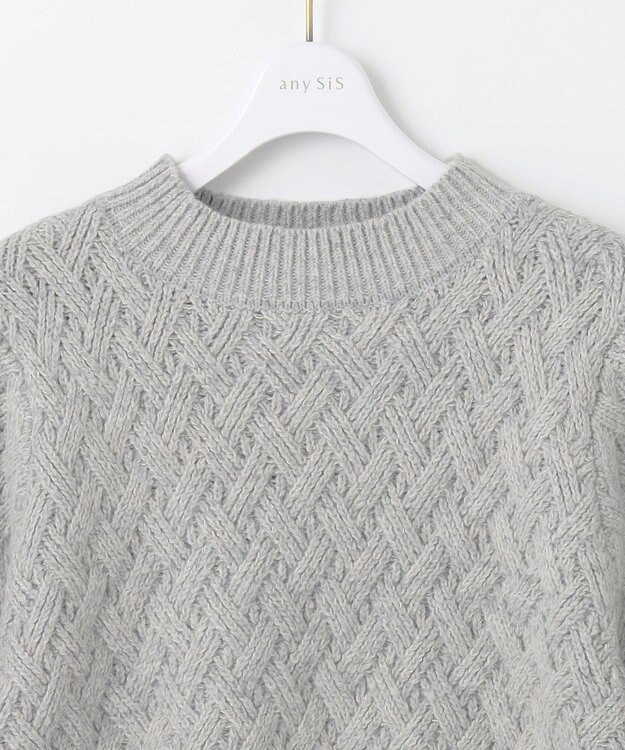 ANY SIS 【洗える】ミックスカラー ニット ライトグレー