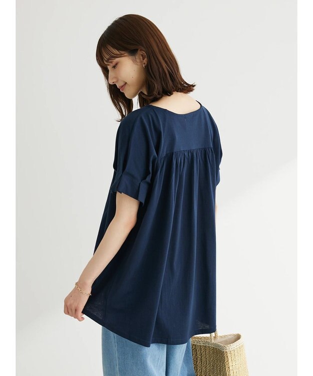 Green Parks 袖タックデザインカットチュニック Navy