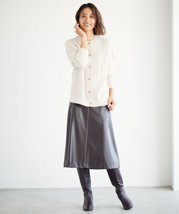 J.PRESS LADIES 【洗える】EIGER CORD カーディガン ホワイト系