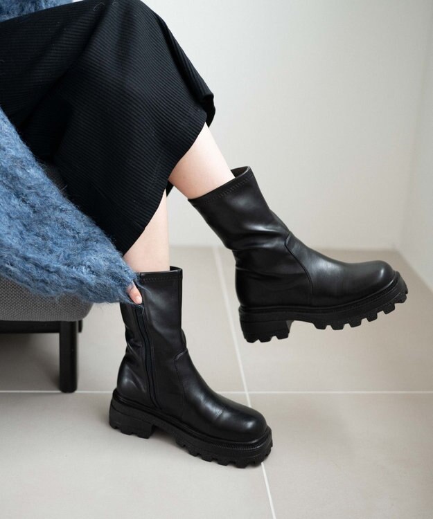 WEGO 【XLサイズ展開あり】ストレッチショートブーツ ブラック