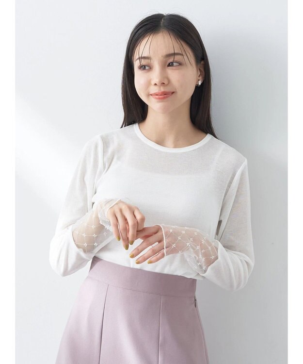earth music&ecology チュールビジュープルオーバー Ivory
