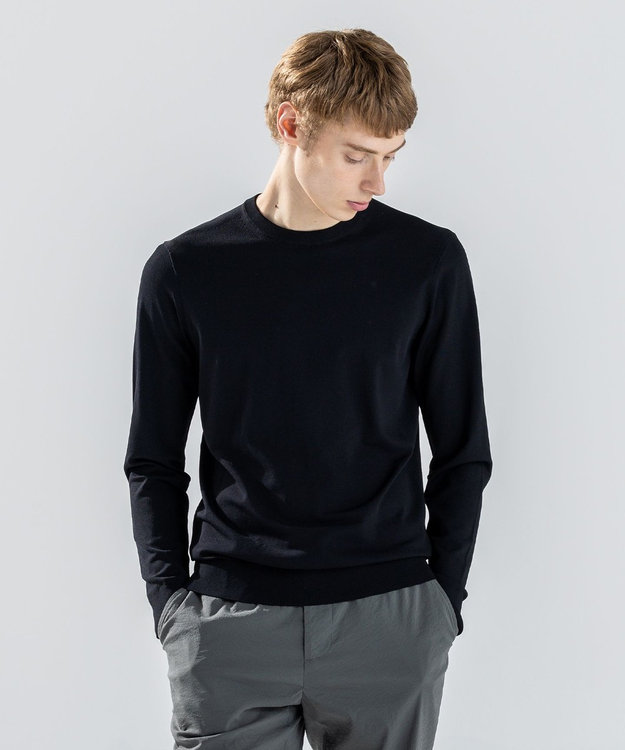 JOSEPH HOMME 【ストレッチ】リュクスレーヨン　クルーネック長袖ニット ブラック系