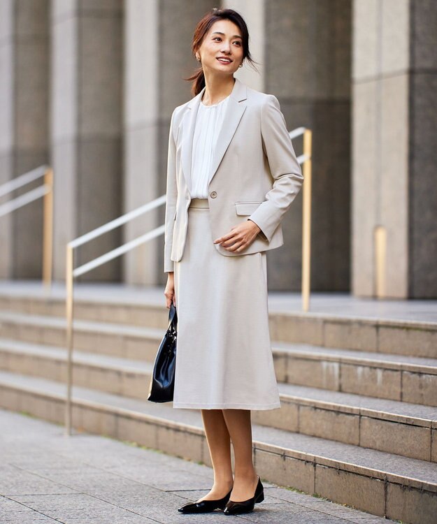 自由区 【好評につき追加生産/洗える】WASHABLEPONTE テーラードジャケット ライトグレー系