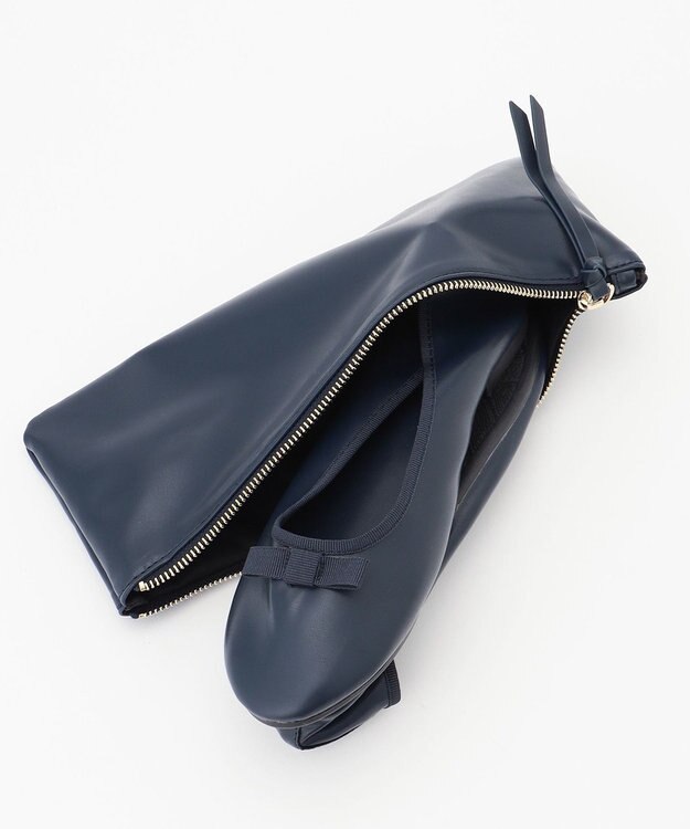 23区 ポーチイン バレエシューズ ネイビー