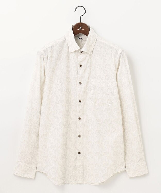 JOSEPH ABBOUD 【ソフトな着心地】ペイズリー柄 コーデュロイシャツ ホワイト系6