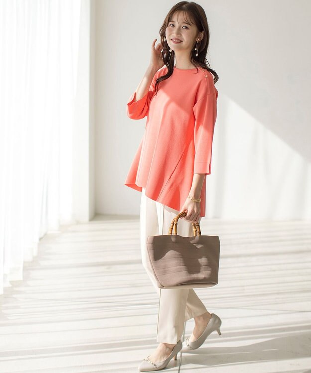 ANY SIS S 【UVカット・洗える】フレアニット チュニック オレンジ