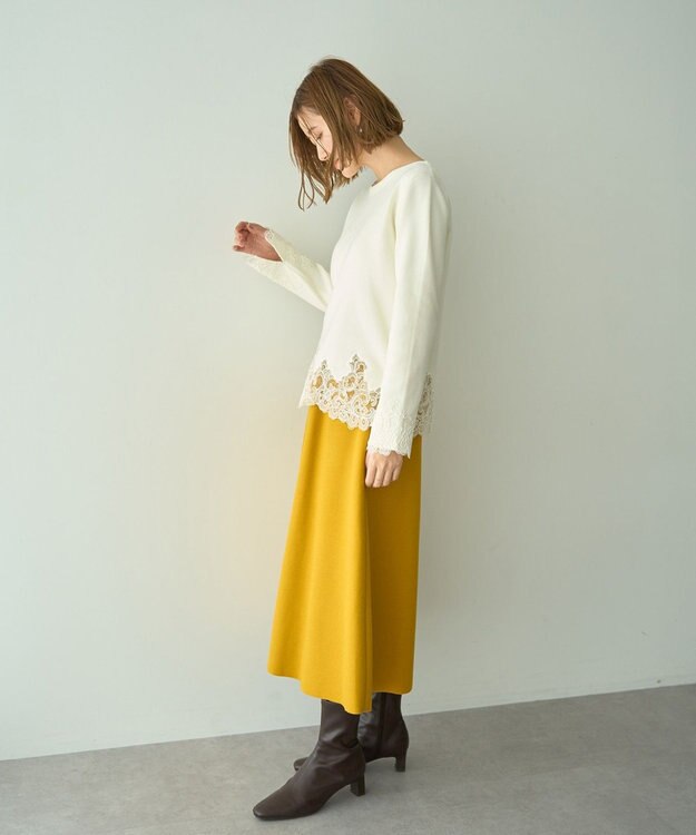 YECCA VECCA レースヘムニット Off White