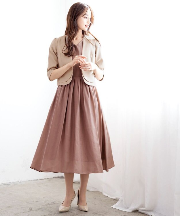 Tiaclasse 【洗える】大人上品なシアータックワンピース ピンクモカ