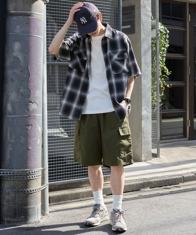 WEGO 【ウエストゴム】イージーバギーカーゴショーツ カーキ