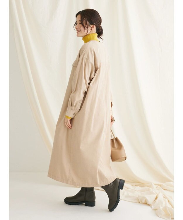 CRAFT STANDARD BOUTIQUE コーデュロイパールドット釦ワンピース Beige
