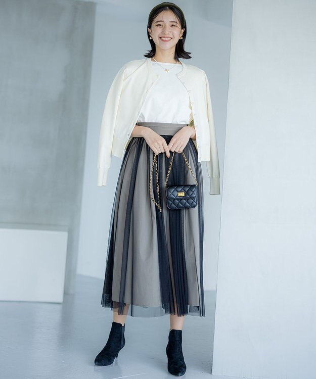 組曲 【洗える・6色展開】Elenaベーシックニット カーディガン アイボリー系