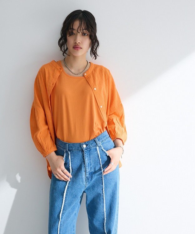 Green Parks Ｉ　ＳＥＴ２点　刺繍ブラウス＋タンクトップ Orange