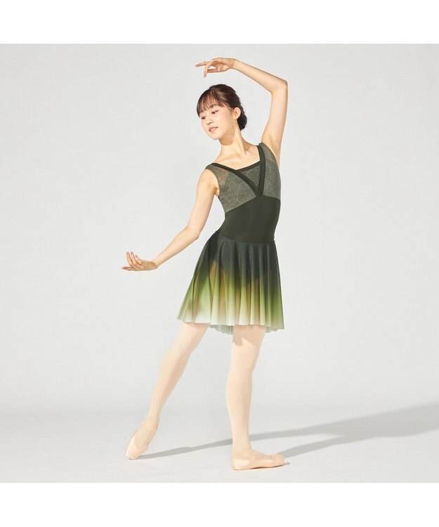 Chacott ノースリーブレオタード ボトルグリーン