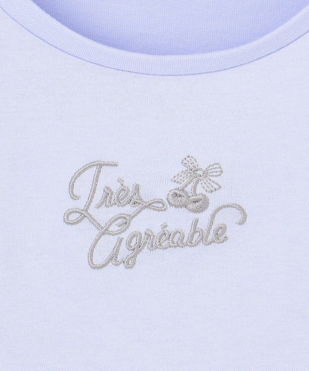 ANY KIDS リボン×チュール 七分袖Tシャツ サックスブルー