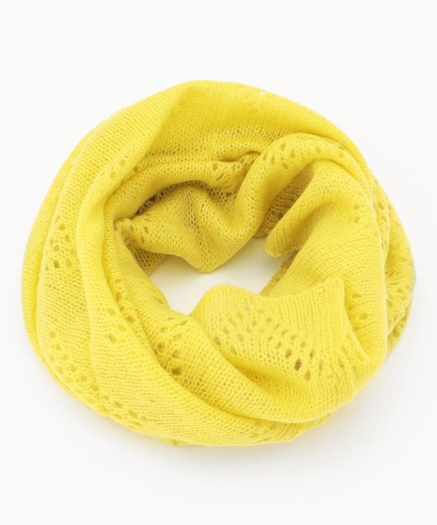 MOONBAT 【カシミヤ100%】2WAYレーシーニットスヌードマフラー レモンイエロー