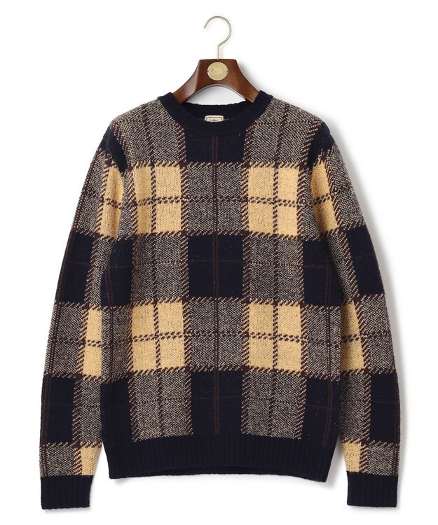J.PRESS MEN ブークレジャガード ブラックウォッチクルー ニット ネイビー系7