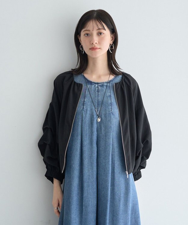 YECCA VECCA ホイップスリーブZIPジャケット Black
