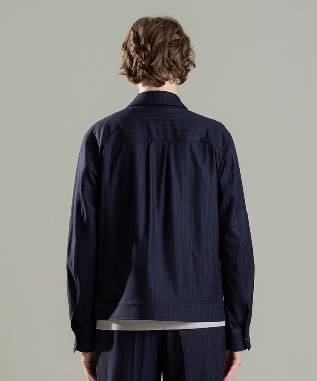 JOSEPH HOMME SAXONY PINSTRIPE ZIP UP JACKET ネイビー系1
