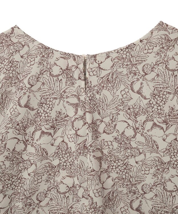 YECCA VECCA ラインフルーツ柄ラッフルブラウス Beige