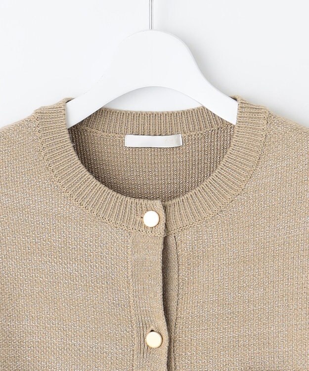 自由区 【洗える】シャイニーツイードニット アウター ベージュ