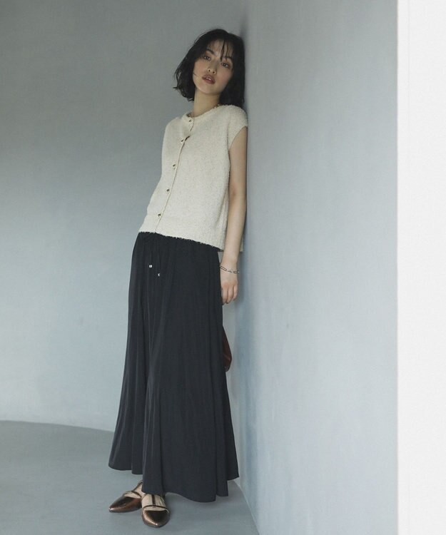 Green Parks ツィード風金釦ニットベスト Black