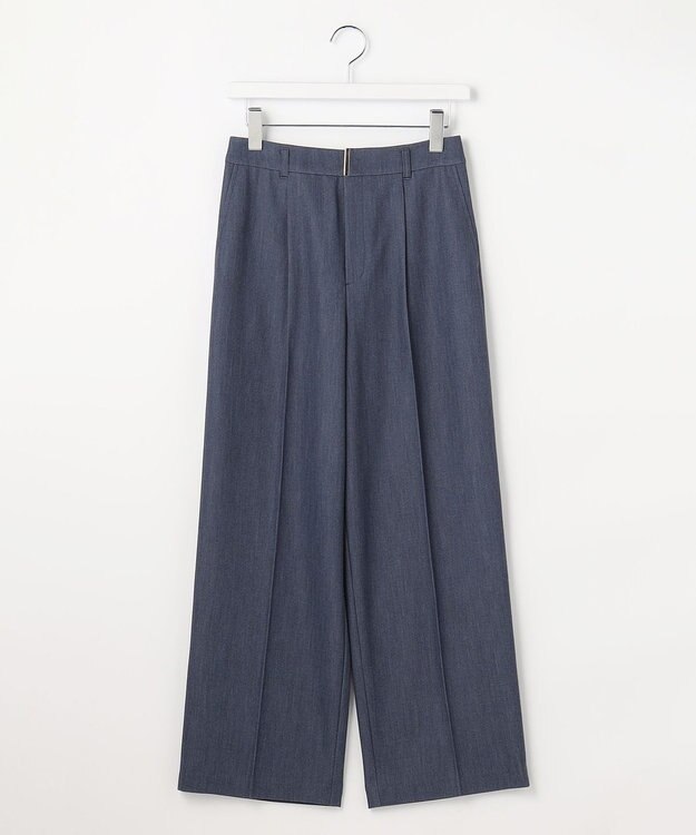 ANY SIS 褒めらレディストレッチ ワイドパンツ ネイビーシャンブレー