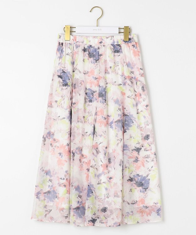 ANY SIS 【洗える】アクアフローラル スカート ピンク系