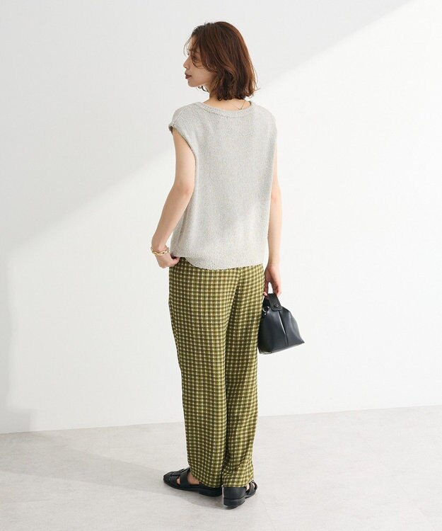 Green Parks ツィード風金釦ニットベスト Gray