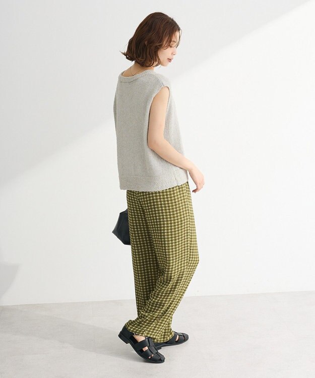 Green Parks ツィード風金釦ニットベスト Gray