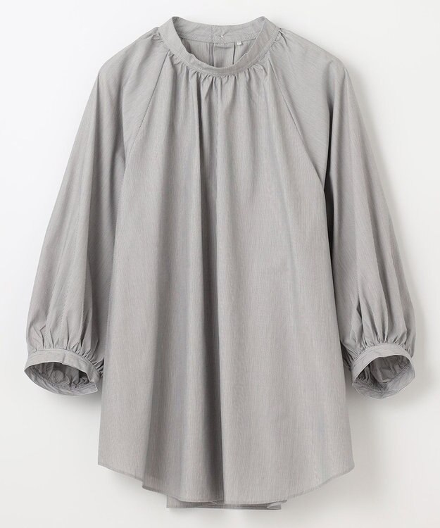 ANY 【速乾/UVカット/抗菌防臭/手洗い】エニィファンクションボリューム袖ブラウス グレーストライプ