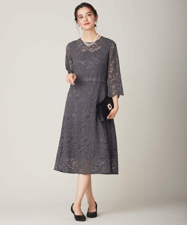 ANY SIS L 【洗える】総レース ワンピース スレート