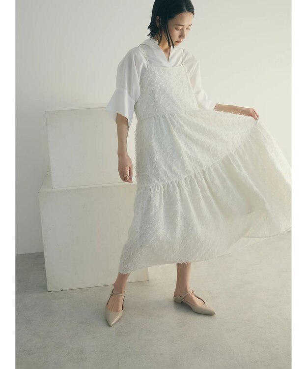 Green Parks armonia.フェザージャガードキャミワンピース Ivory