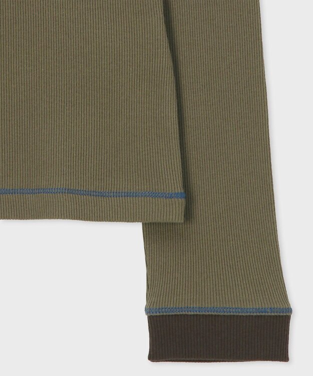 Paul Smith 【洗える】カラーステッチ リブ カットソー オリーブ