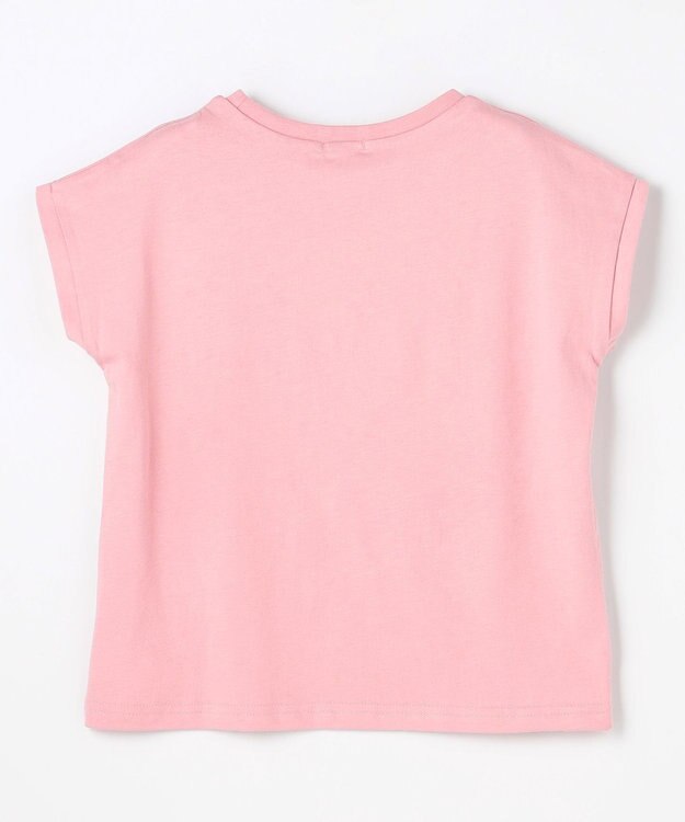 ANY KIDS 【綿100%】ひんやり フレンチスリーブ サガラ刺繡Tシャツ ピンク×ウサギ