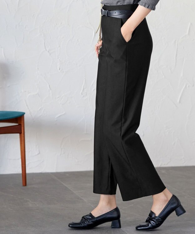 Tiaclasse 【日本製・新色追加・洗える・ストレッチ】エアシルキーワイドパンツ ブラック