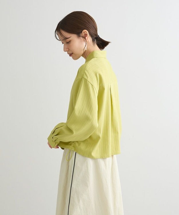 Green Parks サイドドロストショート丈シャツ（無地） Green